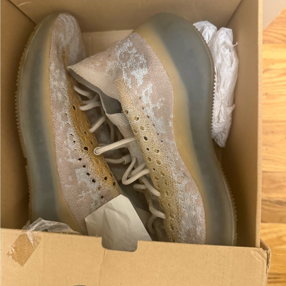 Yeezy Tan and Gray Athletic Sneakers